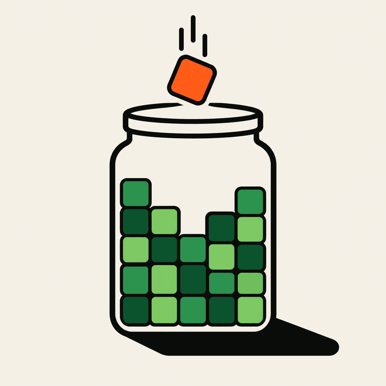 A jar of contribution cells, filling up